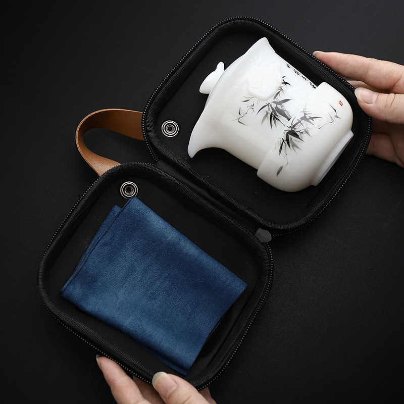 Dehua Sứ Trắng Béo Cừu Ngọc [Guo Zhibao] Ngọc Băng Sứ Vẽ Tay Mực Tre Men Du Lịch Bộ Đèn Sang Trọng Cao Cấp