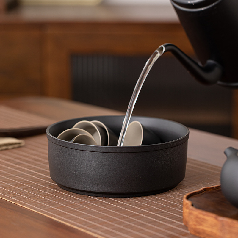 Trà trực quan rửa trà đen gốm sứ Jianshui bát nước bát nước bát nước trà bát nước dùng cho gia đình văn phòng cao cấp rửa bút cỡ lớn trà đạo với