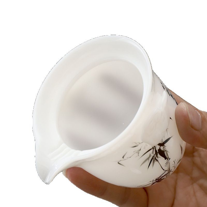 Dehua Sứ Trắng Béo Cừu Ngọc [Guo Zhibao] Ngọc Băng Sứ Vẽ Tay Mực Tre Men Du Lịch Bộ Đèn Sang Trọng Cao Cấp