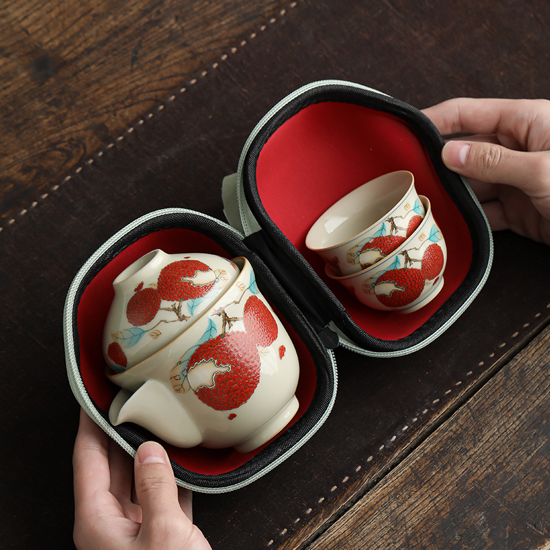 Bộ dụng cụ pha trà du lịch cắm trại Ly trà du lịch du lịch ngoài trời Ly trà một ấm hai cốc xách tay