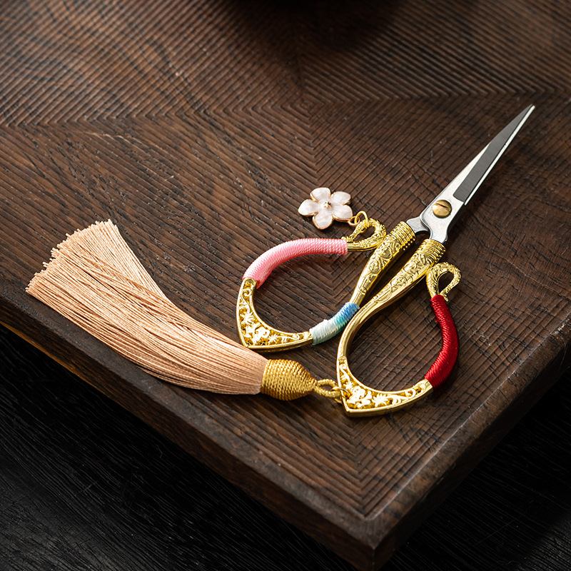 Kéo cắt trà kiểu cá tua rua Guiya phụ kiện bộ trà gia dụng túi trà kéo nhỏ làm bằng tay kéo cắt trà vỏ quýt cắt trà phong cách cổ