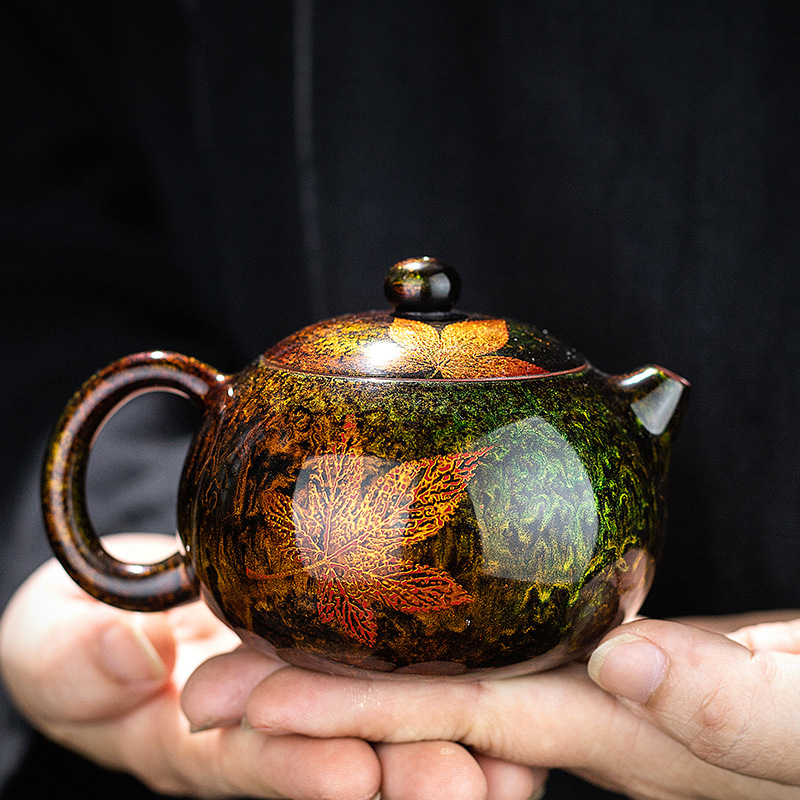Suyuan bộ ấm trà sơn mài Phúc Châu sơn mài thủ công lá phong ấm trà cát tím hộ gia đình Trung Quốc ấm trà Xishi nồi