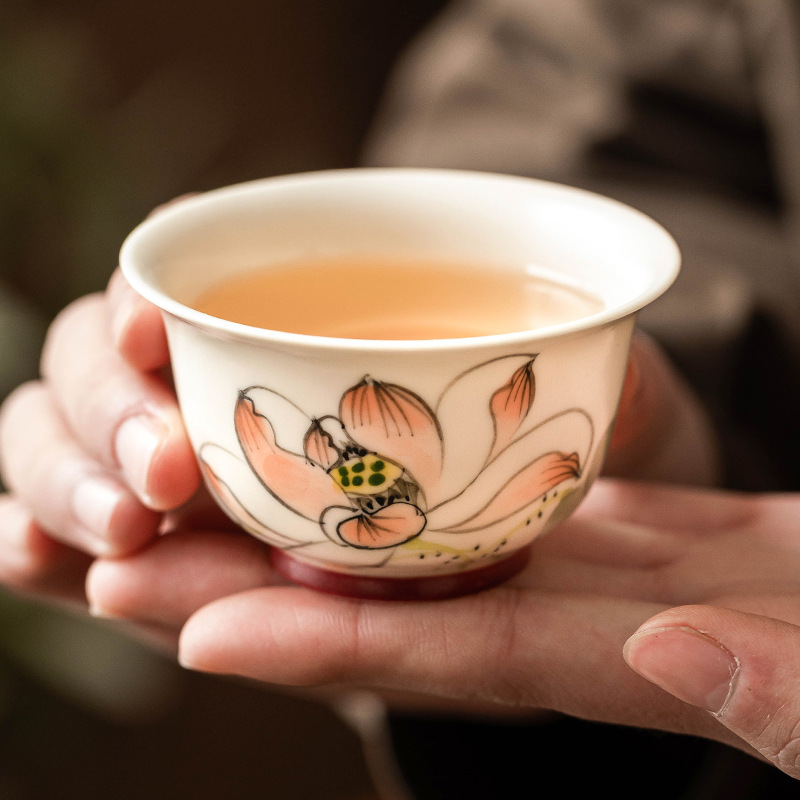 Cốc chủ cao cấp, tách hoa sen vẽ tay, tách trà gia dụng cỡ lớn, tách trà đặc biệt, tách trà
