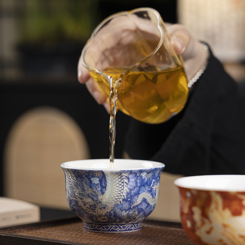 Chén trà sứ phong cách cung đình sáng tạo cốc trà cốc đơn gia dụng