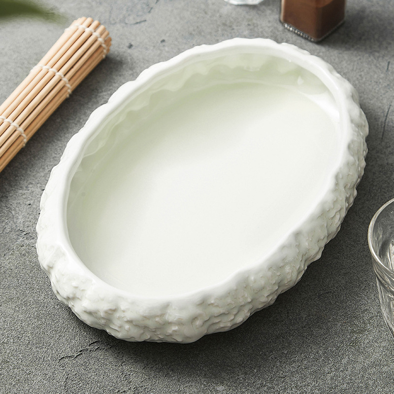 Đĩa canh gốm sứ màu be lò nung đĩa món ăn đĩa gia dụng bộ đồ ăn khách sạn cao cấp đĩa ăn sáng tạo đĩa bát canh hình Dan