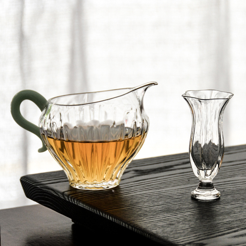 Tách trà thủy tinh chịu nhiệt dày dặn, bộ lọc trà thủy tinh tích hợp, cốc công cộng có tay cầm bên, phụ kiện Bộ trà Biển Trà Borosilicat cao, tách trà