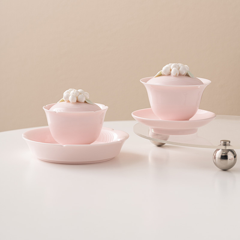 Bột đào nhào Hoa tam tài Bát trà cốc trà Bộ Trà Công Phu gốm sứ gia dụng cao cấp pha trà Bát cỡ lớn