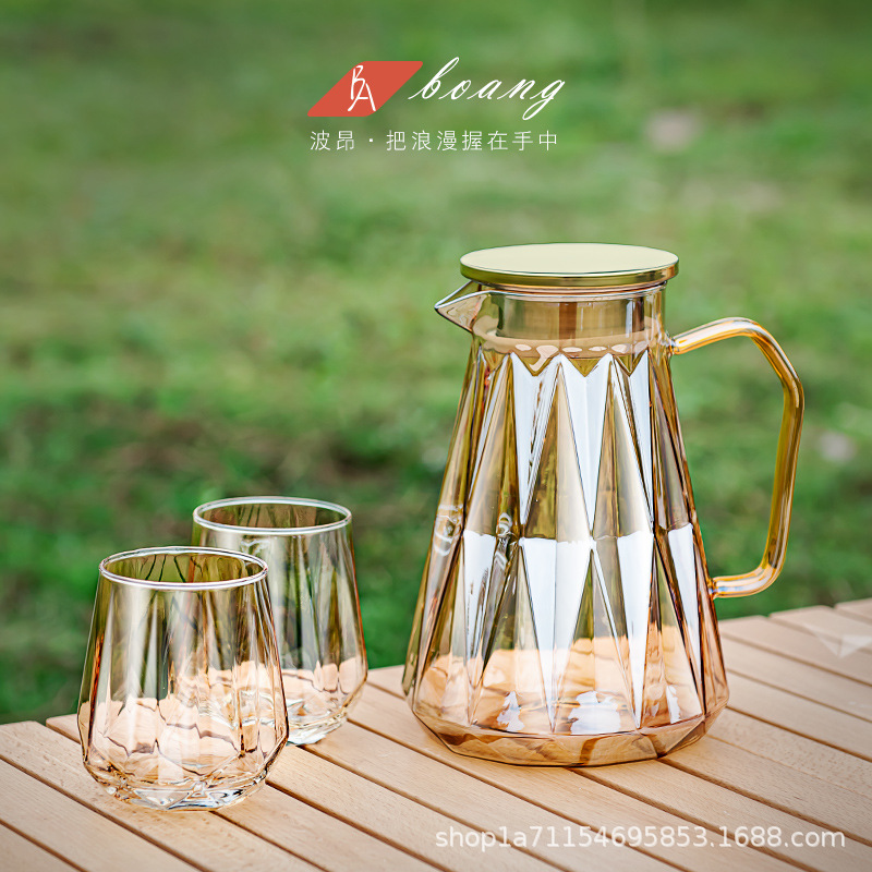 Bộ Ấm đun nước lạnh Star Diamond giá trị cao Ấm pha trà thủy tinh Borosilicat chịu nhiệt cao Ấm đun nước dung tích lớn gia dụng