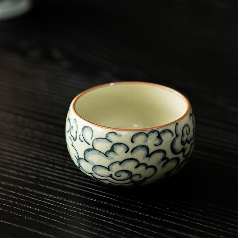 Cốc Luohan mây tốt lành kiểu Trung Quốc cổ cốc trà gốm sứ Đức Hoa cốc lớn cốc cá nhân cốc Ru lò Kung Fu Bộ trà cốc trà
