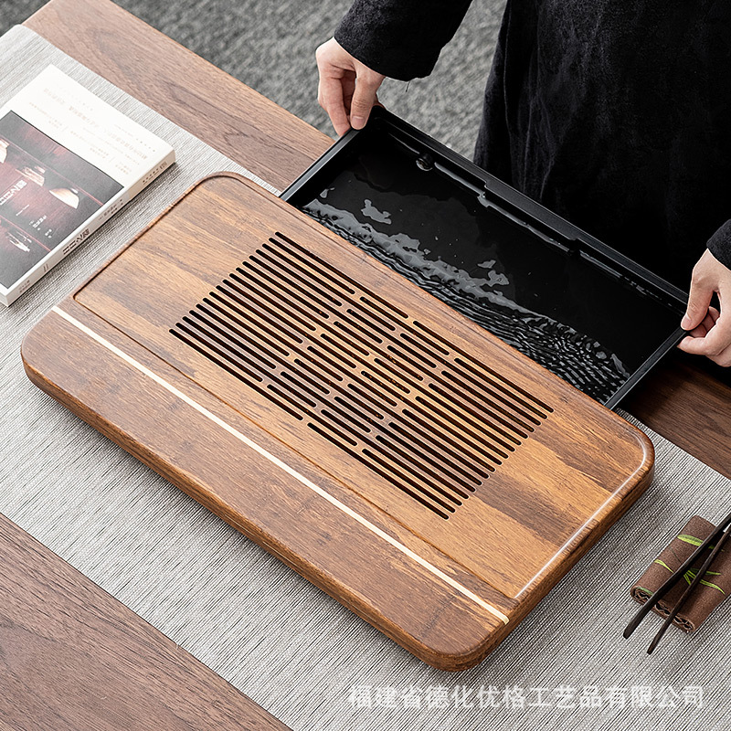 Khay trà tre Yixiantianzhong, bộ trà gia dụng, Khay trà, khay trà, ngăn chứa nước văn phòng đơn giản, Khay trà kiểu ngăn kéo, khay pha khô