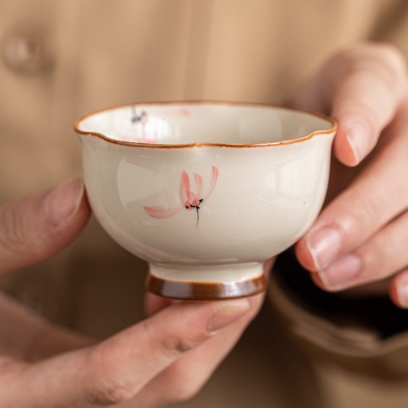 Nhà máy vẽ tay màu hồng hoa lan nụ hoa tách trà cốc gốm sứ chủ nhân cốc đơn giá trị cao uống trà cốc trà