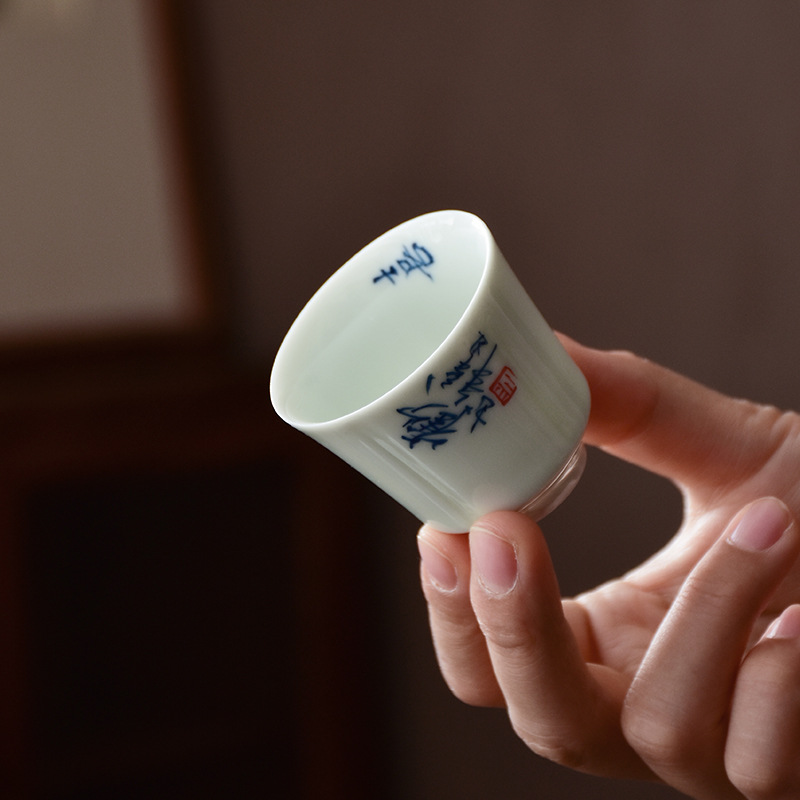 Cốc trà vẽ tay gốm sứ bộ trà Kung Fu cốc chủ nhân cốc đơn đồ gia dụng bằng men ngọc cổ cốc trà màu tráng men