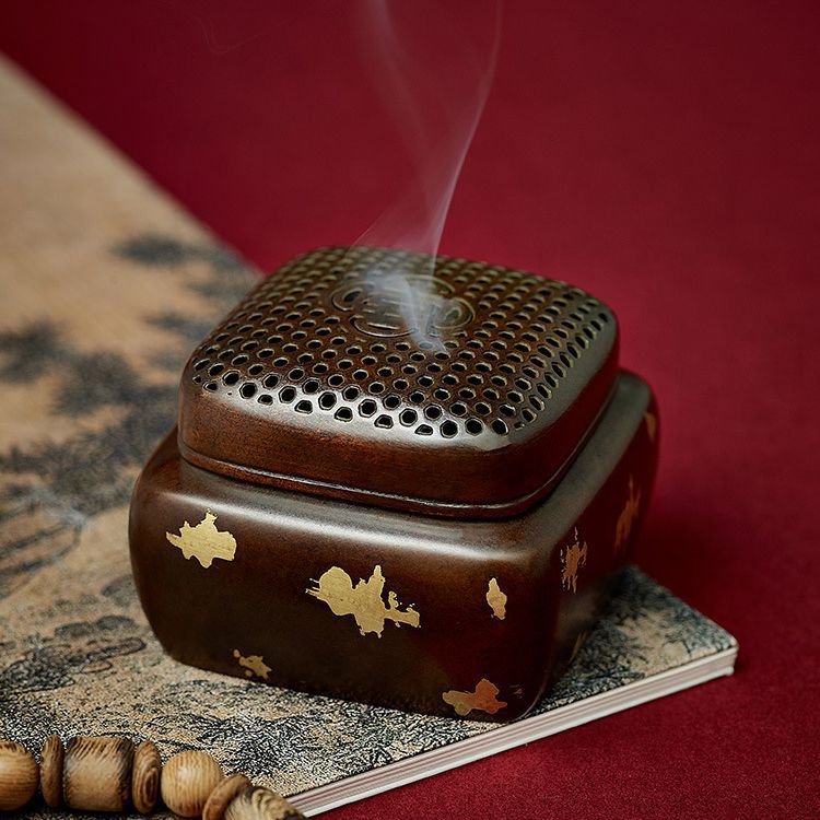 Lư hương bằng đồng nguyên chất, lư hương đĩa trầm hương, lư hương chữ hỷ nhỏ bằng đồng cổ trong nhà gia dụng, lư hương đàn hương Phật