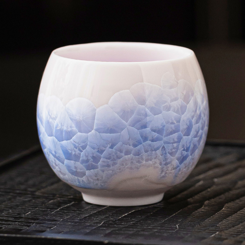 Cốc trà tráng men pha lê, cốc chủ nhân, cốc tròn màu xanh biển, cốc trà gốm sứ gia dụng cao cấp, bộ trà Kung Fu, cốc trà, cốc đơn
