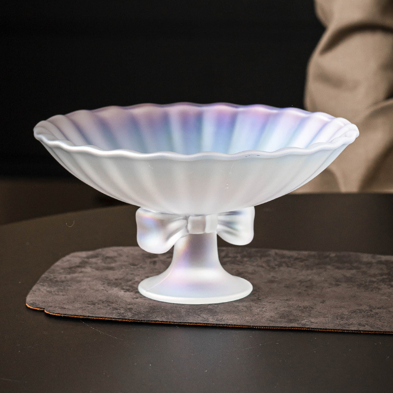 Cổ cao thắt nút thủy tinh pha lê khay trái cây bàn trà phòng khách khay đựng đồ uống gia dụng khay đựng đồ ăn nhẹ giá trị cao khay đựng trái cây cỡ lớn