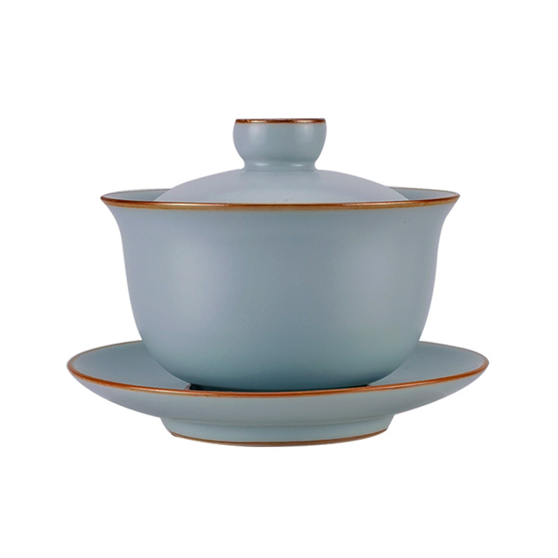 Bát phủ Sancai Ru Kiln kiểu Trung Quốc đựng trà, cỡ nhỏ, không nóng khi chạm vào, sứ Ru.