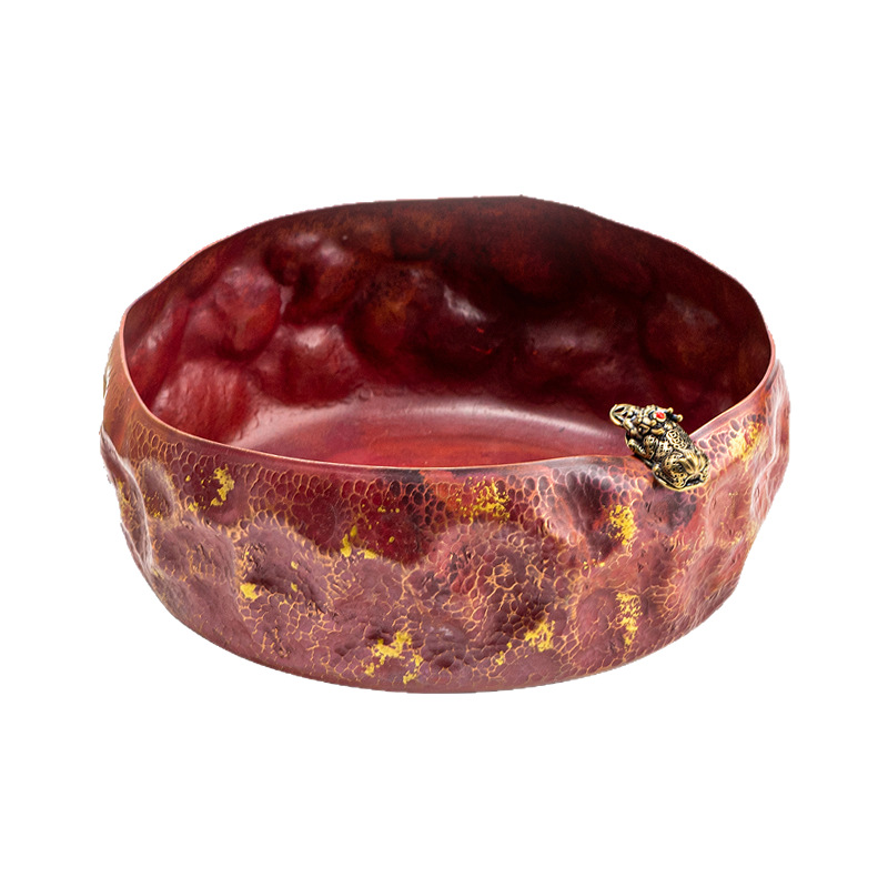 Chậu rửa trà bằng đồng lớn dùng trong gia đình, xô đựng cặn trà cao cấp, dụng cụ rửa chén và chứa nước, bình đựng nước trà phong cách cổ điển Trung Quốc.