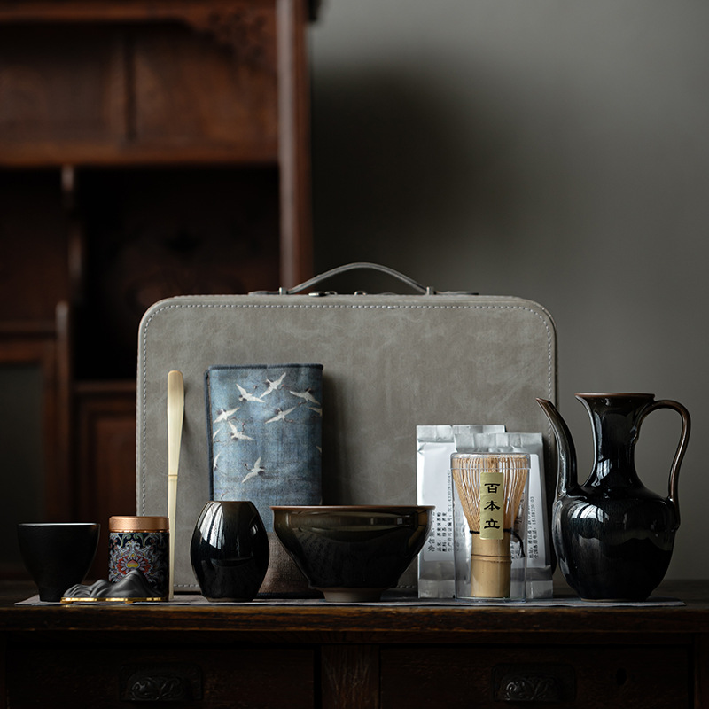 Bộ dụng cụ đặt trà Jianzhan thời Tống, một bộ đầy đủ các ấm trà, một bộ đầy đủ các dụng cụ chơi trà Baibenli Matcha, trà đạo