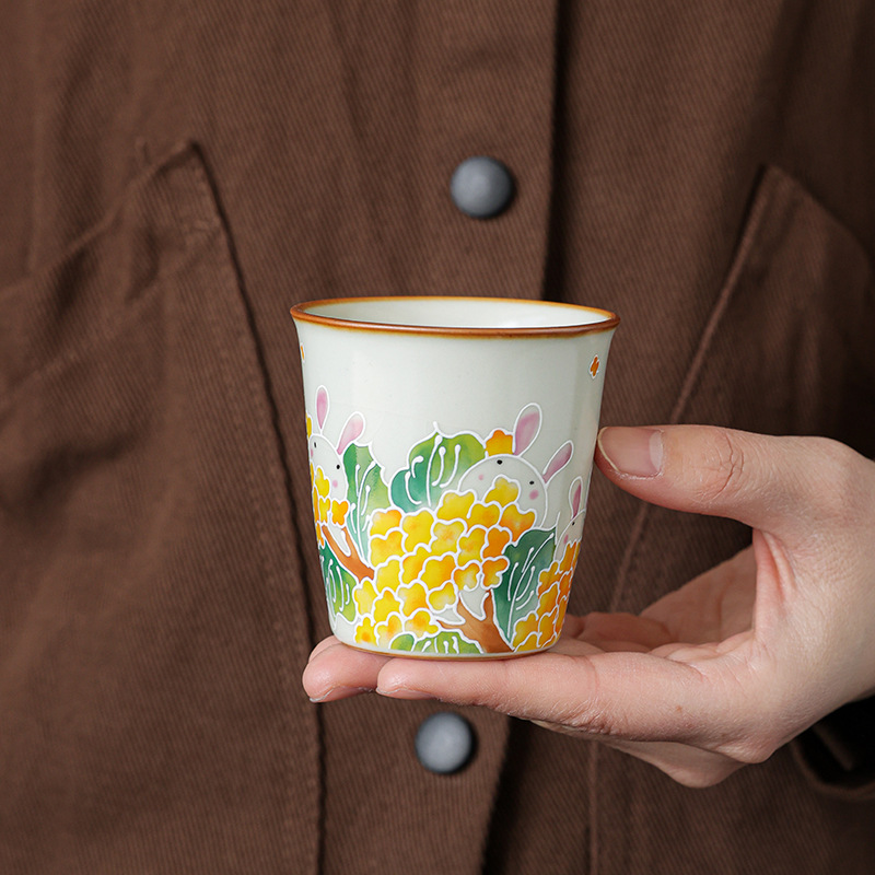 Cốc uống trà gốm sứ cốc uống trà văn phòng gia dụng cốc trà Kung Fu bộ trà kèm hộp quà