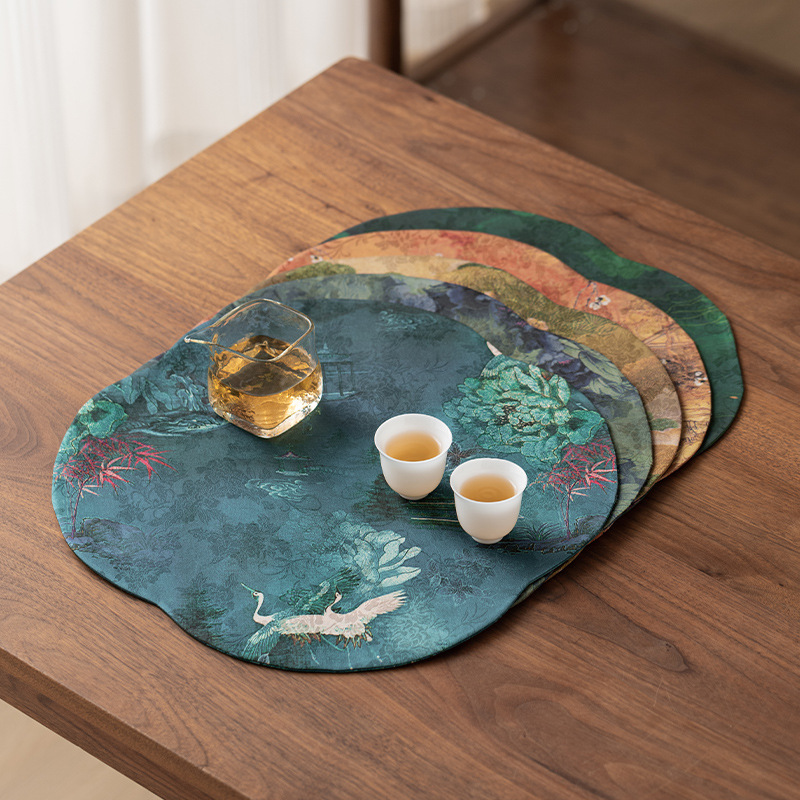 Tấm lót bàn trà sợi mây thơm kiểu Trung Quốc Tấm lót bàn ủ khô hai mặt hai mặt cao cấp phong cách Trung Quốc mới phong cách Trung Quốc