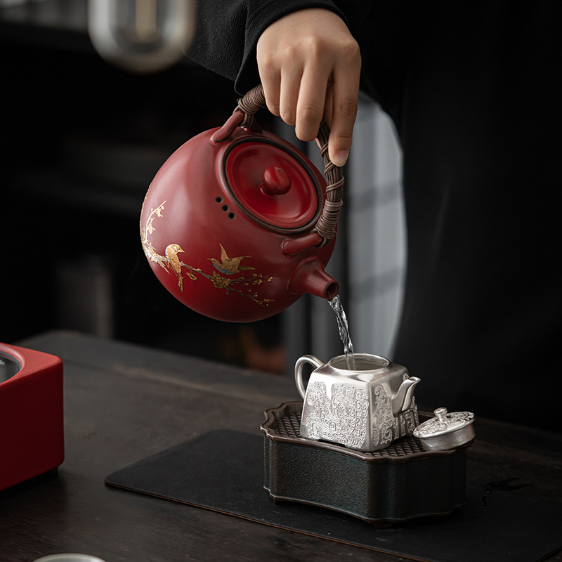 Bếp gốm điện Màu Đỏ Táo gai, xà nâng mây, bình gốm nguyên bản, Ấm đun nước, bếp nấu trà, bộ dụng cụ pha trà