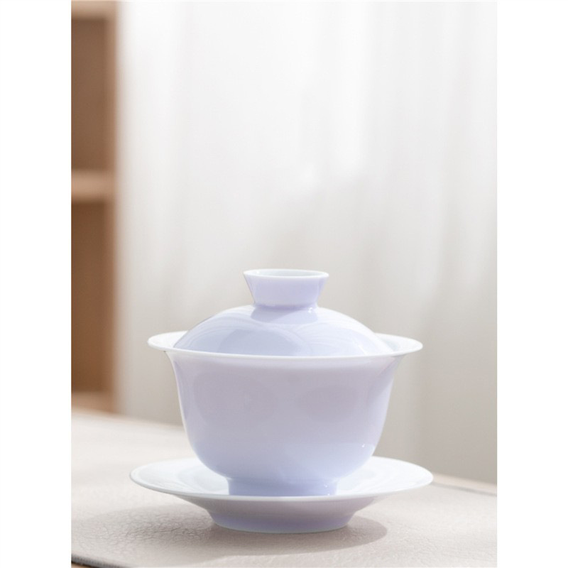Bát có nắp Mushan Sancai nữ bát trà gốm sứ đơn màu tím lốp mỏng cao cấp không nóng tay bát đựng trà bán buôn
