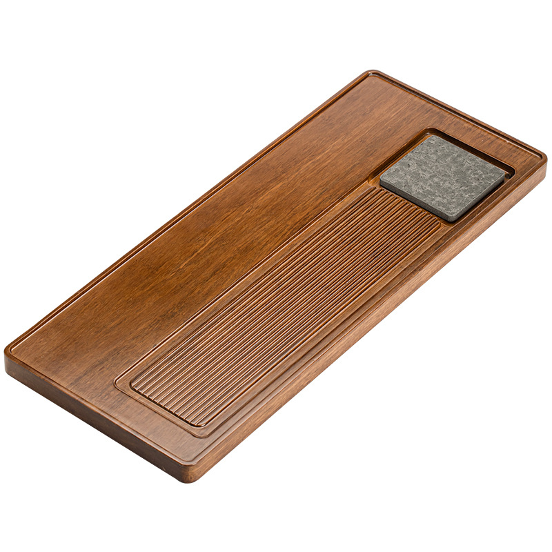 Khay trà bằng đá mun tre nặng Chi Yun khay đựng trà bàn trà bằng tre