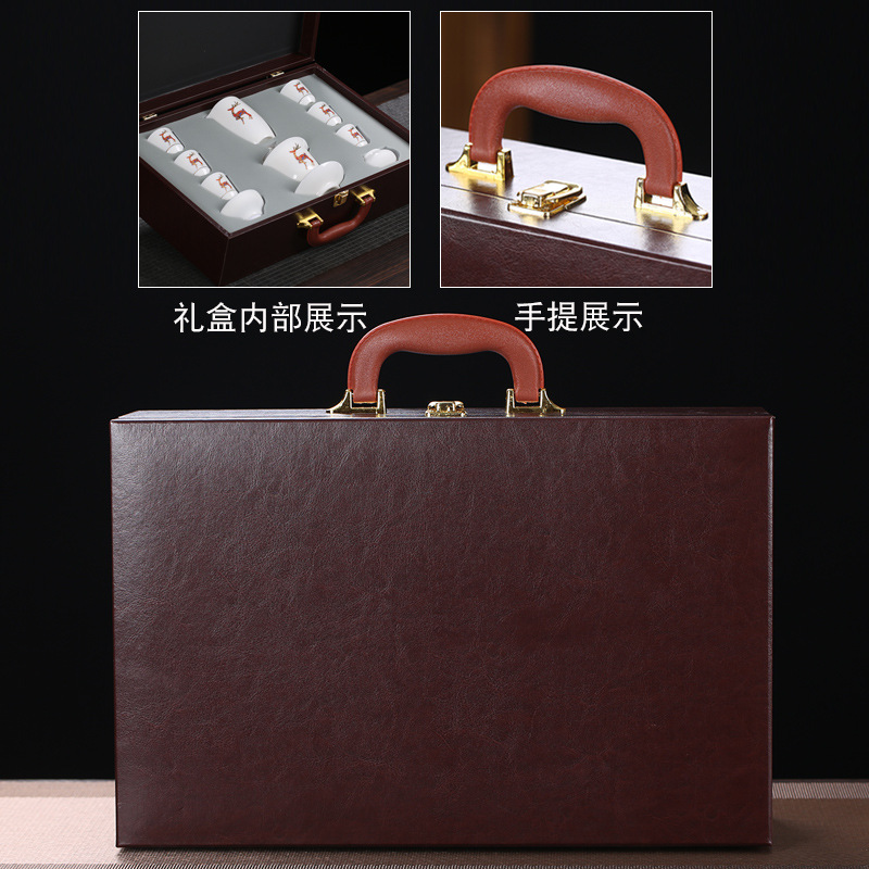 Bộ ấm trà Kung Fu bằng sứ ngọc cừu Bộ chén trà có nắp Gốm sứ gia dụng trọn bộ logo quà tặng doanh nghiệp trung thu