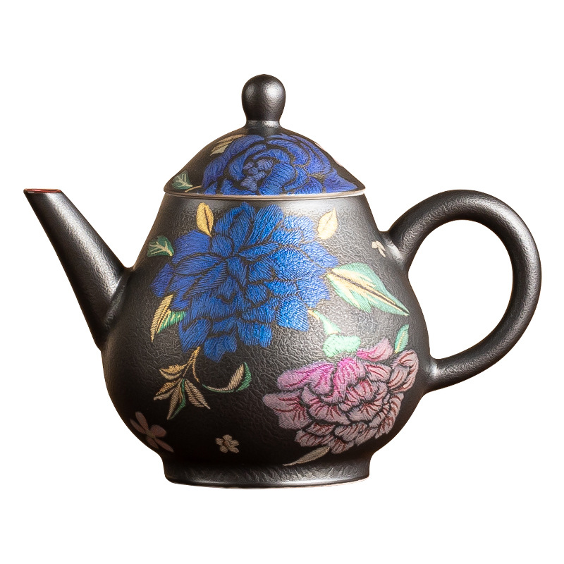 Ấm trà hoa rang Kesi ấm cầm tay tinh xảo cao cấp gốm sứ ấm hình quả lê Mohua lộng lẫy dụng cụ pha trà gia dụng không nóng tay