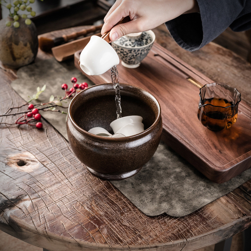 Thùng bã trà, Thùng trà phế thải, rửa trà, lò nhỏ, rửa bút cổ điển, gạt tàn gốm sứ, phụ kiện trà đạo nghệ thuật trà Kung Fu