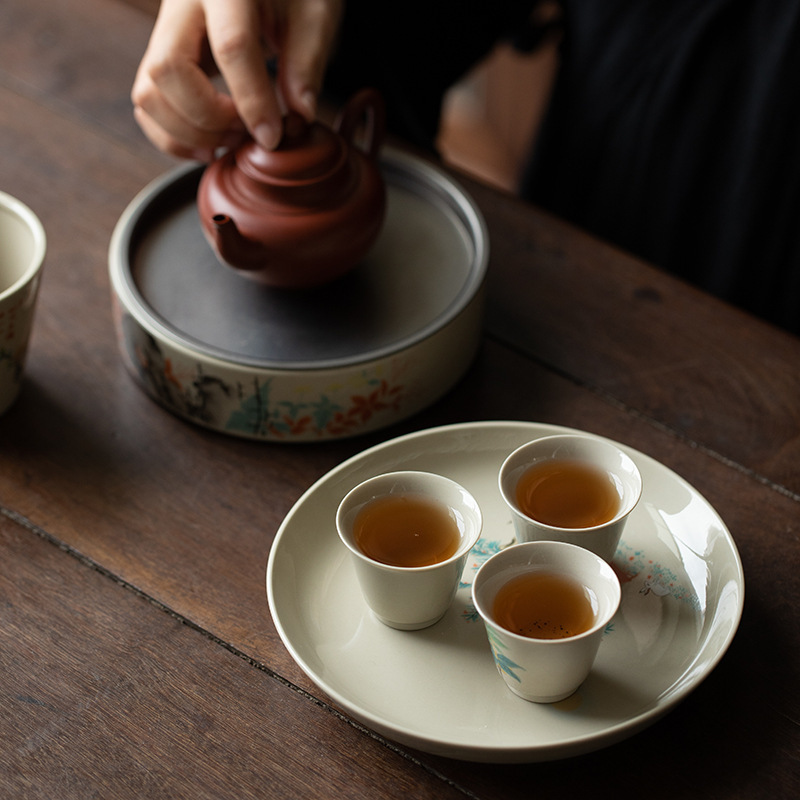 Bán buôn khay đựng trà gốm sứ Khay đựng ấm Khay đựng trà khay đựng trái cây Khay đựng trái cây Khay đựng đồ trà Kung Fu đơn giản gia dụng