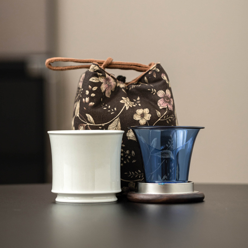 Bộ trà du lịch di động bộ nhỏ ánh trăng lưỡi liềm trắng đơn giản di động nhanh cốc pha trà cắm trại ngoài trời bộ pha trà