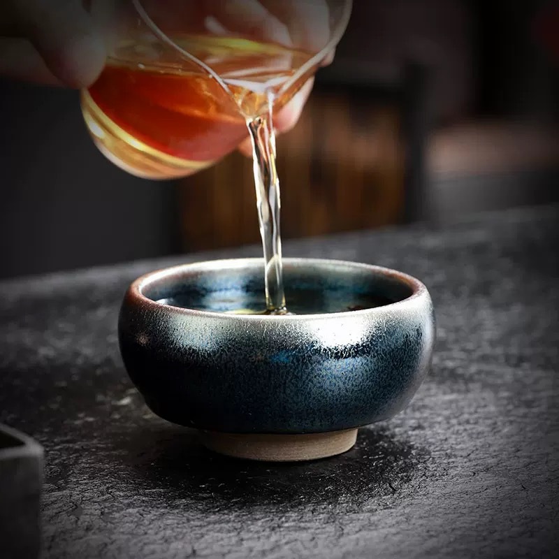 Blue Kylin Jianzhan Zen Teacup Chén trà đơn thay đổi từ lò nung Chủ sở hữu Chén đơn Bát trà gốm thủ công Bộ trà trà trà