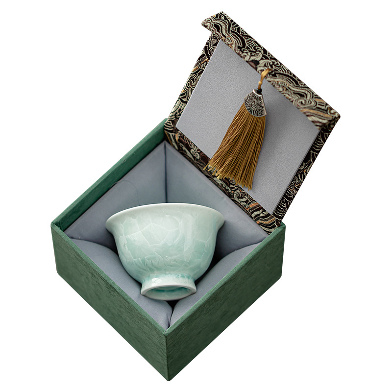 Cốc pha lê thay đổi cốc trà đơn giản gốm sứ chủ nhân cốc hoa miệng cốc xô cốc công phu bộ trà cốc trà hộp quà