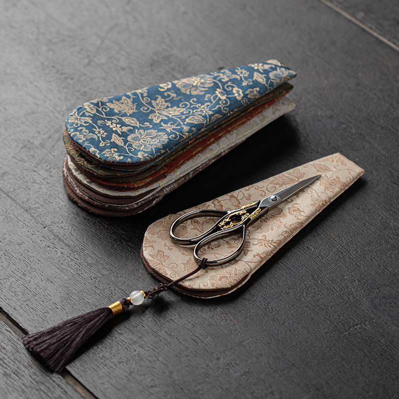 Kéo nhỏ cổ điển túi trà kéo túi vải bọc túi cắt thủ công gia dụng chỉ đầu kéo trà phụ kiện trà đạo bán buôn
