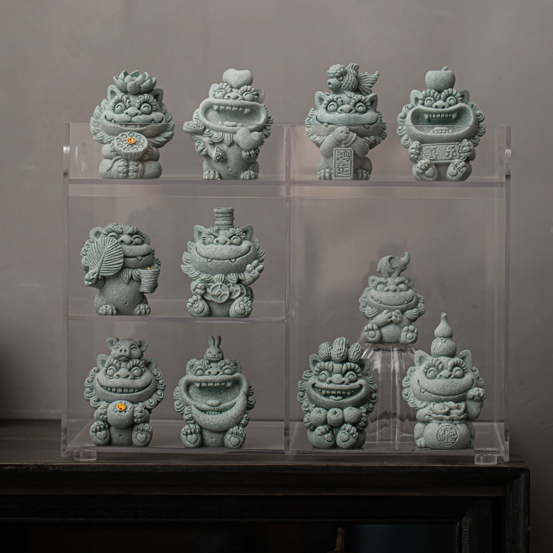 Đồ trang trí thú cưng trà Sư tử gió sa thạch xanh trang trí bàn trà phòng khách gia dụng nắp chơi trà nhỏ đặt ghế cắm hương dây sáng tạo