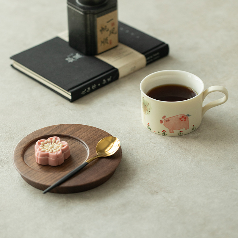 Chupu vẽ tay heo kéo cốc cà phê cốc latte tinh tế cao cấp cốc trà chiều dành riêng cho cá nhân nữ