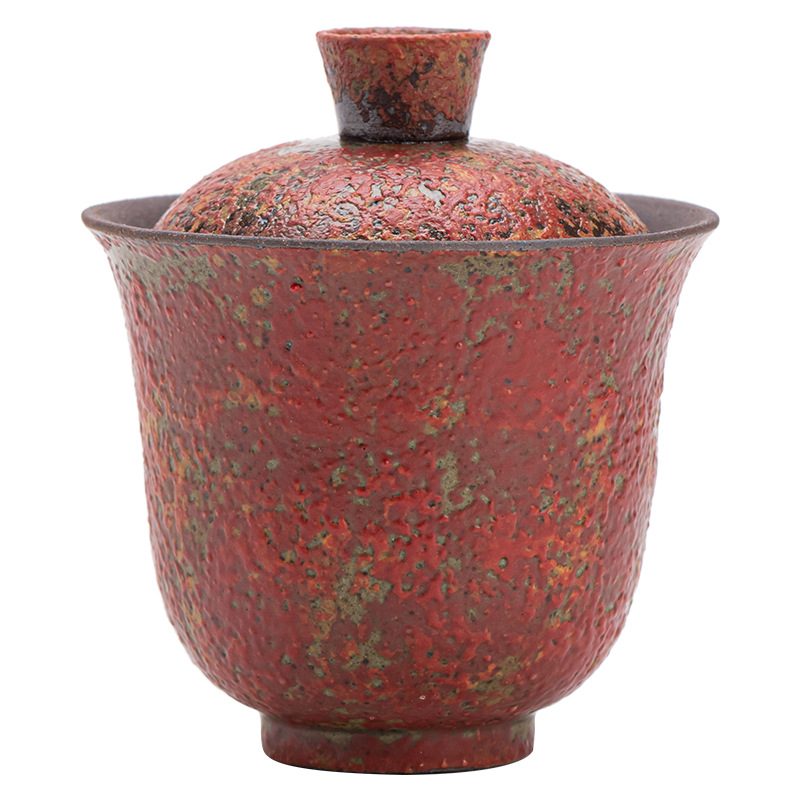 Bát có nắp thứ hai màu đỏ Manshan, gốm sứ bùn đá cổ điển, bát trà không nóng, cốc trà dung tích lớn, dụng cụ trà Kung Fu