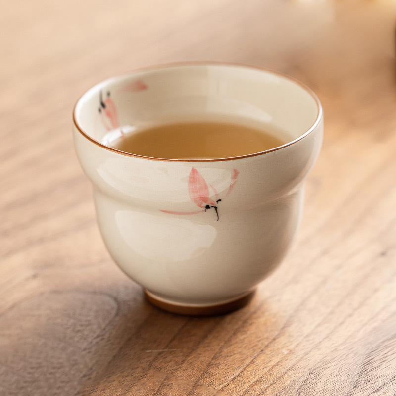 Nhà máy vẽ tay màu hồng phong lan cốc bầu cốc trà ngon cốc chủ nhân gốm cốc đơn cốc trà Trung Quốc cốc trà Kung Fu