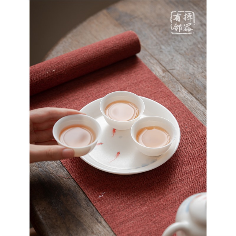 Ấm trà Ru Kiln ấm trà vẽ tay cá vui vẻ ấm trà đơn gốm sứ khay đựng bán buôn bộ trà Kung Fu Trung Quốc gia dụng