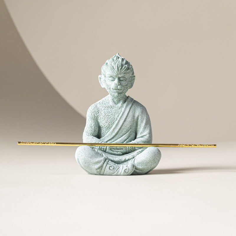 Đồ trang trí sáng tạo lối vào phòng khách để bàn Monkey King bằng đá xanh