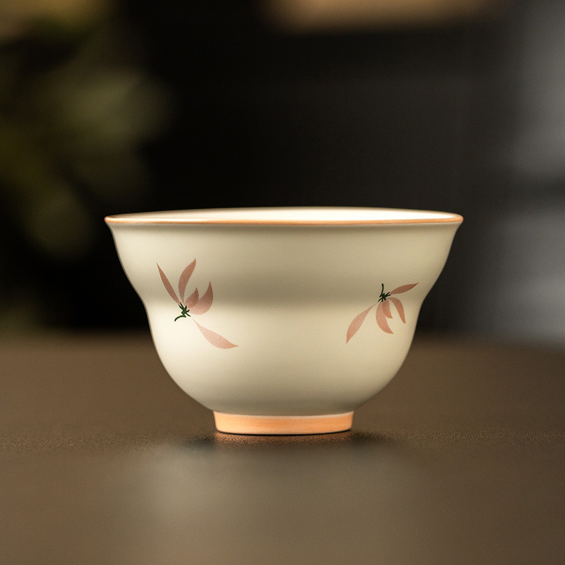 Cốc phong lan tráng men màu vàng gạo cốc trà gia dụng cốc trà công phu gốm sứ đơn phong cách Trung Quốc cốc chủ nhân cốc trà