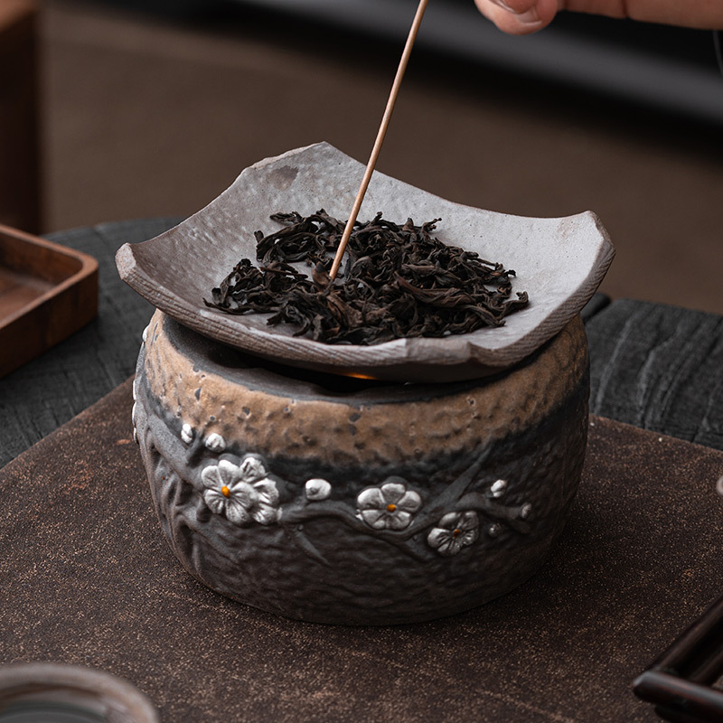 Bộ trà nướng bằng gốm thô Hanmei Bộ trà cổ điển nhỏ trong nhà và ngoài trời có thể đun nóng trên lửa