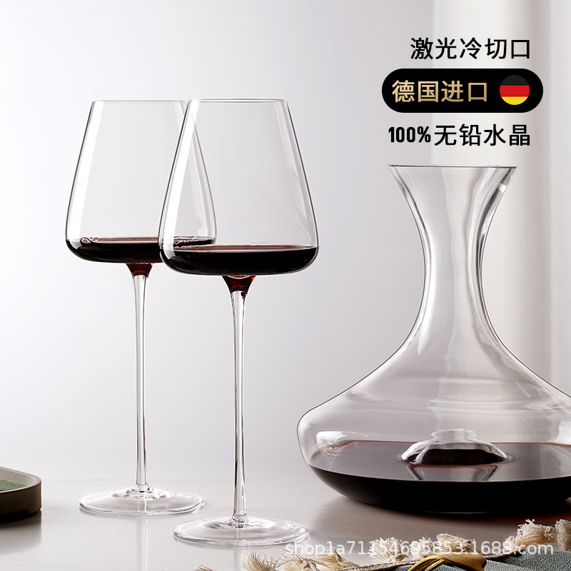 Cốc pha lê Handmade cao cấp sang trọng nhẹ Bộ ly rượu vang đỏ Bình đựng rượu cỡ lớn gia dụng sáng tạo cốc cao bụng to thủy tinh