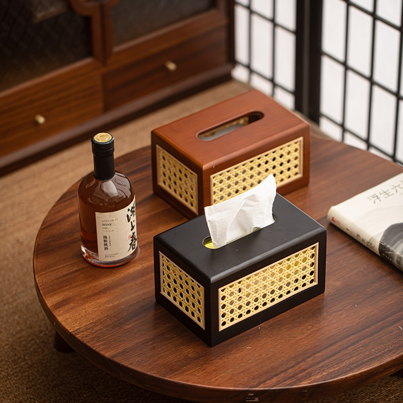 Hộp đựng khăn giấy mây tre nhà phòng khách hộp đựng khăn giấy phong cách cổ điển bàn cà phê hộp đựng khăn giấy hộp lưu trữ nhà hàng hộp đựng khăn ăn