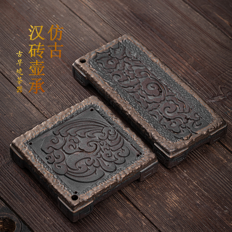 Ấm trà gạch Hán cổ, khay trà gốm sứ gia dụng kiểu Nhật, khay trà mini đựng nước, khay pha khô đơn