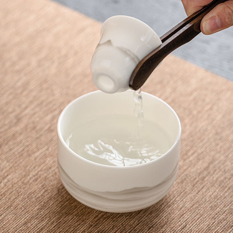 Cốc ngọc bích mỡ cừu, cốc rửa trà, cốc đựng nước cỡ nhỏ, gốm sứ xây nước, cốc đựng trà, dụng cụ trà Kung Fu kiểu Trung Quốc gia dụng, phụ kiện trà đạo