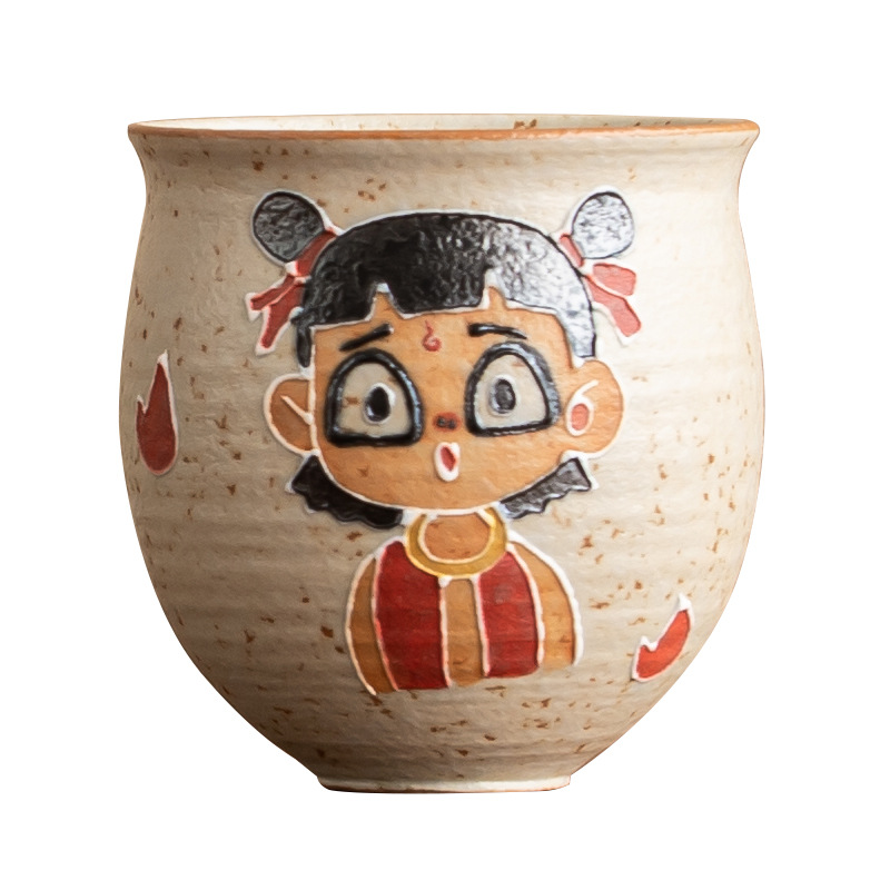 Cốc trà đen đá lửa trắng xanh cực chất, cốc chủ nhân, cốc Nezha Danyin sáng tạo gia dụng, cốc trà cao cấp quốc triều, quà tặng