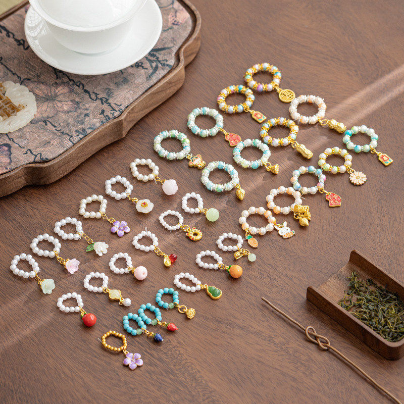 Phụ kiện ấm trà Phụ kiện ấm trà làm bằng tay Dụng cụ uống trà nhỏ có nắp bát Mặt dây chuyền ấm tử sa Đồ trang trí mặt dây chuyền pha lê