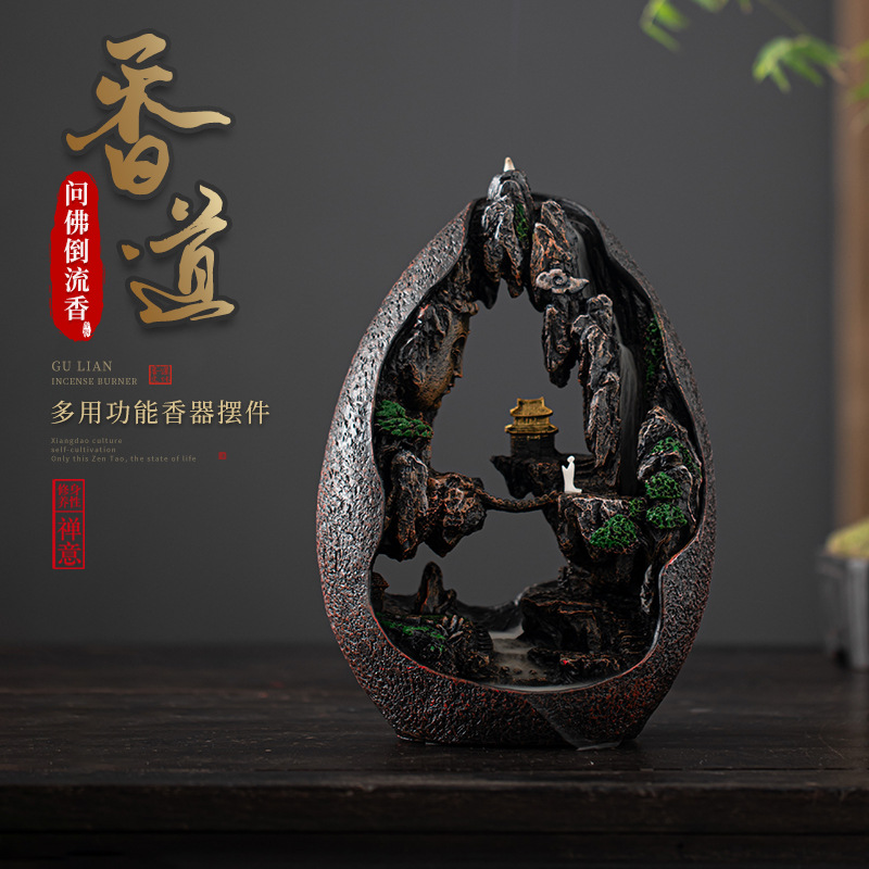 Hỏi Phật Lư Hương ngược Lư hương gỗ đàn hương Lư trầm hương phòng khách trà đạo đồ trang trí quà tặng sáng tạo phòng học Lư Hương